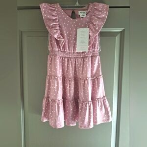 Girls Little Angels Sleeveless Dress Size 6 New Polka Dot Pink White